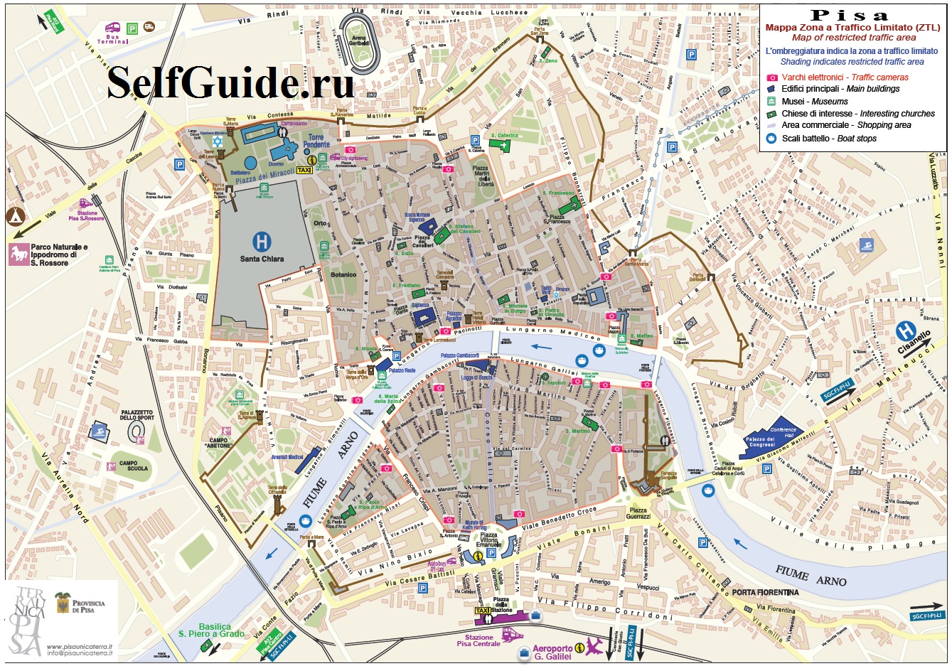 Парковки в Пизе - парковки в центре города Пиза на карте