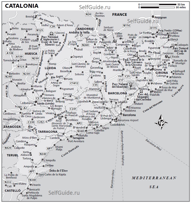 Карта Каталонии