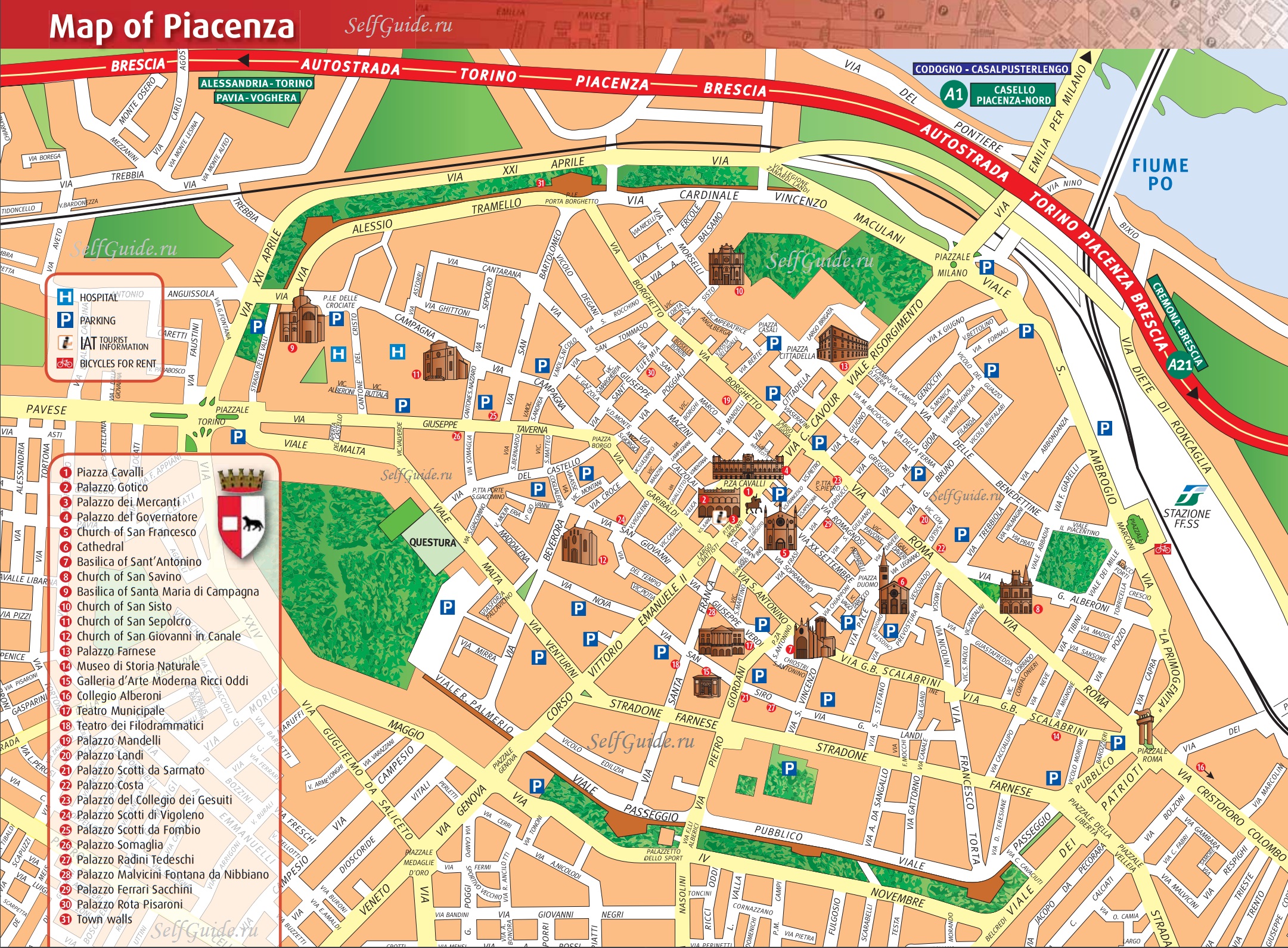 Пьяченца (Piacenza), Ломбардия, Италия -достопримечательности Пьяченцы, путеводитель по городу. Что посмотреть в окрестностях Милана, путеводитель по Италии